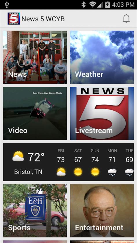 wcyb weather app and features